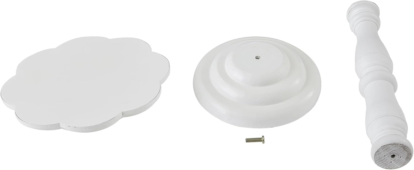 SOFE White Round Small Pedestal Side Table 19" Tall, Wooden Drink Tables for Small Spaces with Floral Shape Tabletop, Modern Accent Side Table, Living Room End Tables for Martini and Cocktail