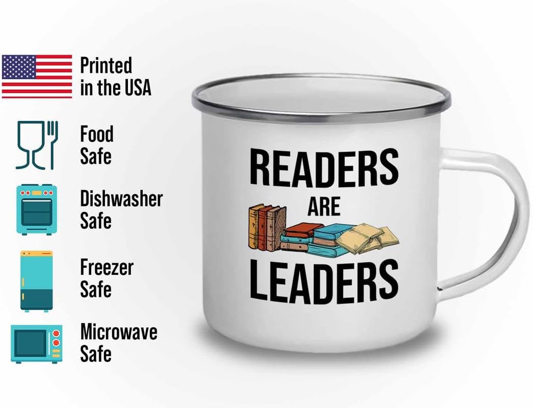 Reading Bookworm Camper Mug 12oz - Readers Are Leader - Reading Reader Book Worm I Know Things Book Addict Book Lover Bookish Novelist Librarian Writer