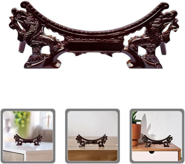 Healifty Wooden Plate Display Stand: Chinese Dragon Chinese Plate Holder for Decorative Display Multi-Functional Easel Stand Ornament for Wall and Home Tabletop Decor