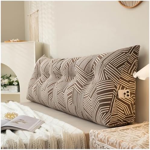 Large Triangular Wedge Pillow for Bed - Headboard Reading & Backrest Support Cushion, Perfect for Sitting Up Comfortably, 120cm - Ideal for Reading & Relaxation