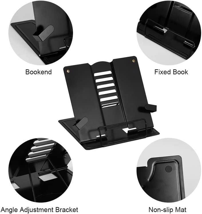 Adjustable Metal Bookshelf Portable Reading Support File Shelf Tablet Sheet Music Recipe Holder