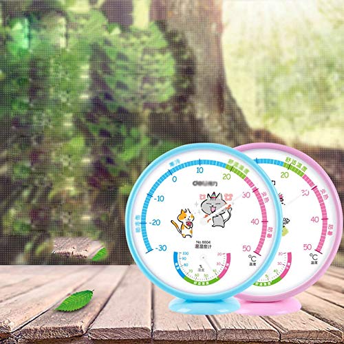 Kid's Room Thermo-Hygrometer Mechanical Induction Element no Need Battery Temperature and Humidity Meter(Blue)
