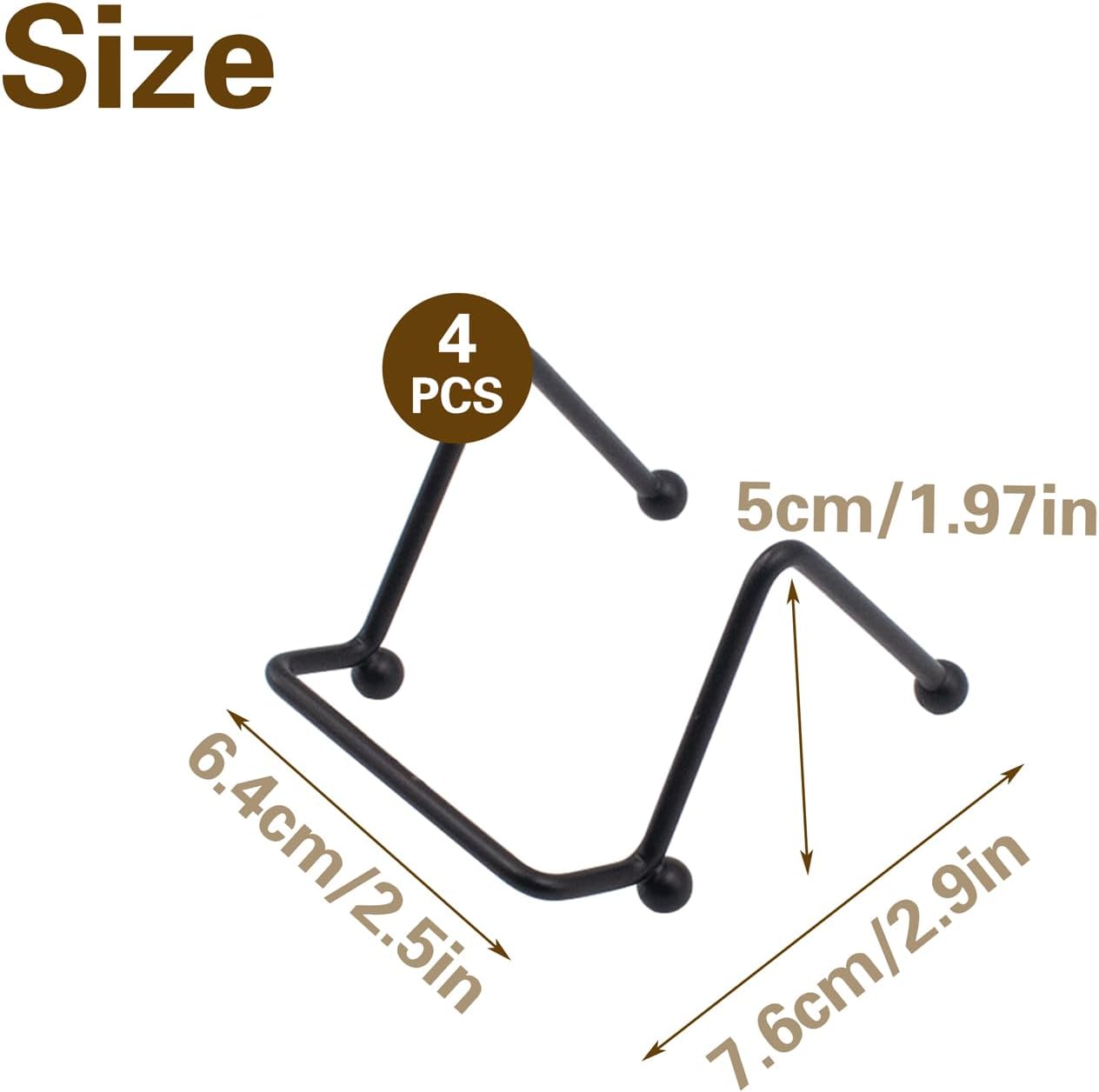 4 PCS 2 Inch Small Plate Holder, Mini Metal Easel Picture Frame Display Stands Decorative Plate Stand for Plaques, Vinyl Records, Photo, Mobile Phone