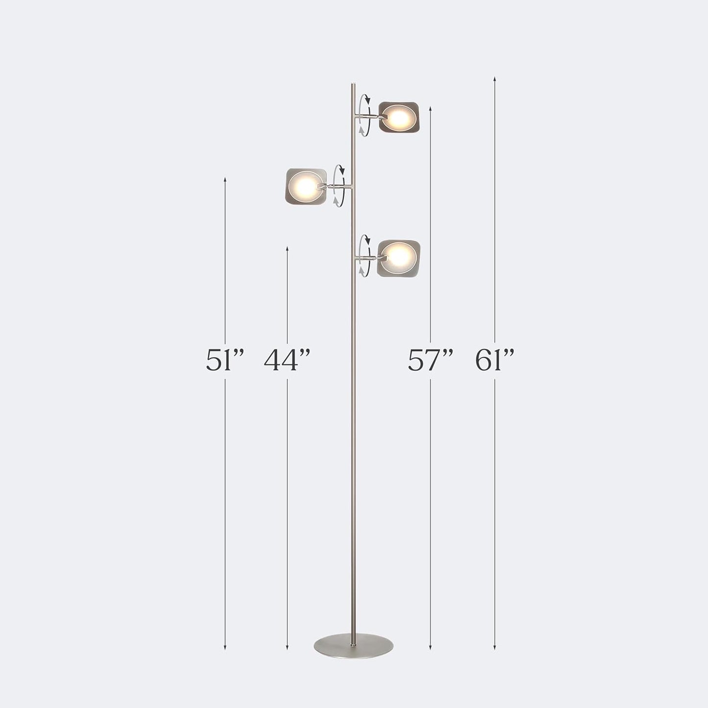 Brightech Tree Floor Lamp for Living Rooms & Offices, Dimmable Standing Lamp for Bedroom Reading, LED Spotlight Floor Lamp, Tall Lamp with Adjustable Panels for Minimal Space Use - Silver