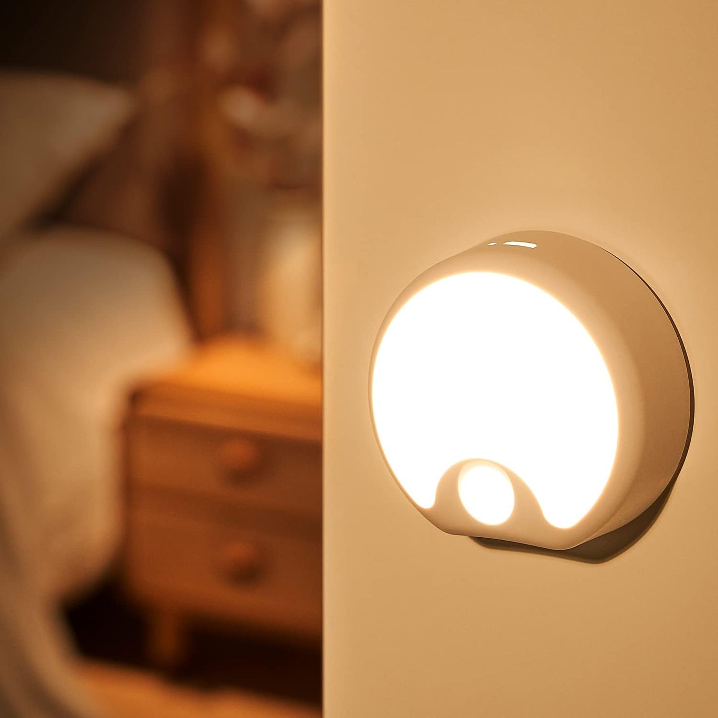 Motion Sensor Light Indoor Rechargeable 3PACK,65 Lumen+3 Modes Sensor Lights Indoor, Just-Stick-it Stairs Lights,Rechargeable Motion Sensor Light Motion Detector Lights for Inside