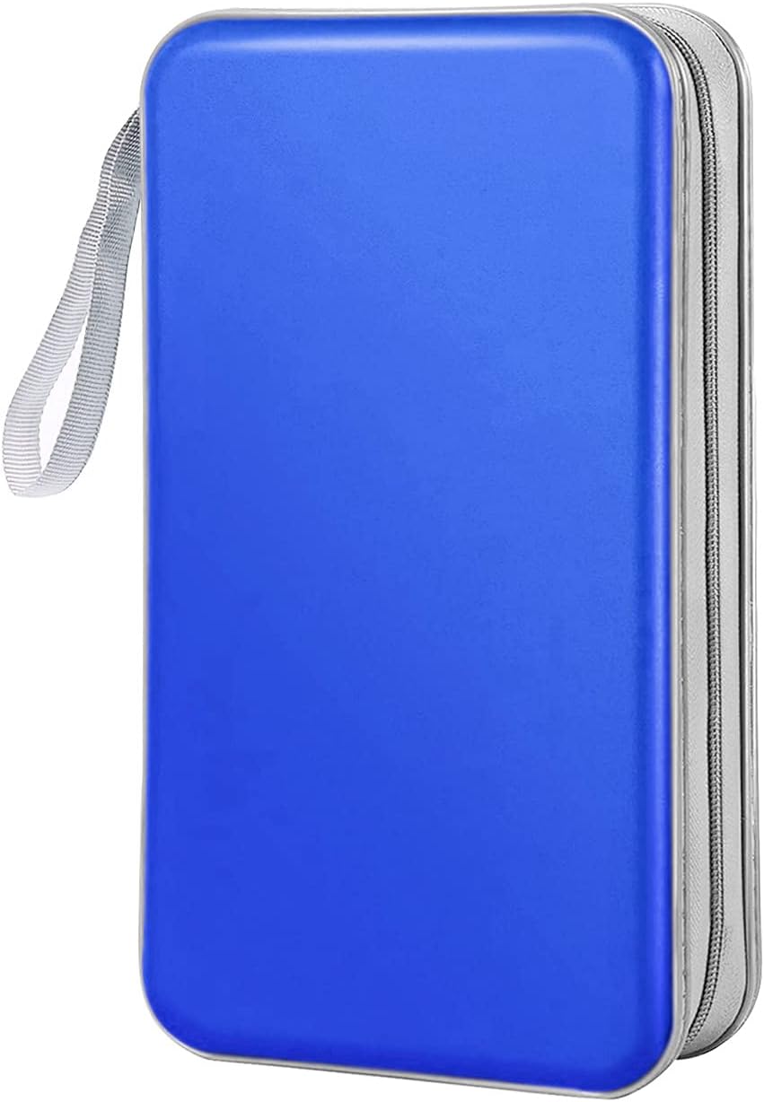 CD Case Wallet, 80 Capacity DVD VCD Media Blu-ray Case Wallet Holder Storage Organizer (Blue)