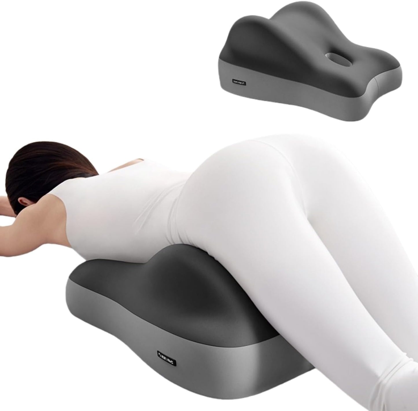 Memory Foam Body Support Pillow for Hip Elevation and Body Support, Butt Support Cushion for Sleeping, Reading and Lumbar Relief with Removable Cover (Double Gray)