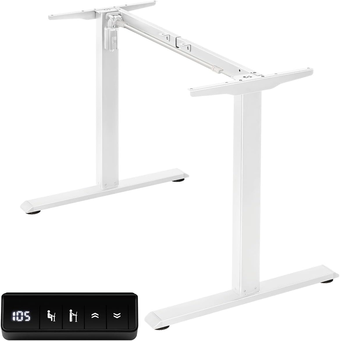 Electric Standing Desk Frame with Memory Height Settings, 225 lbs Weight Capacity, Adjustable Desk Frame for Home and Office Workstation（ White）