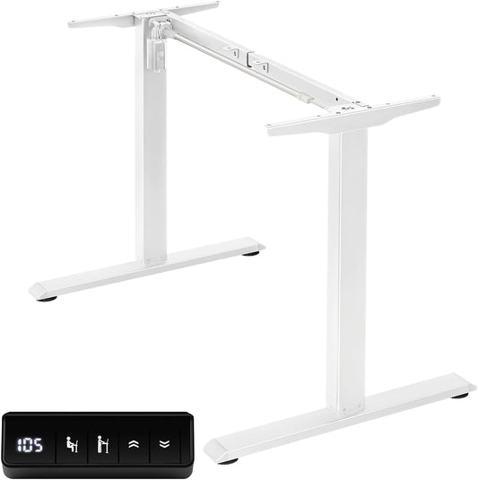 Electric Standing Desk Frame with Memory Height Settings, 225 lbs Weight Capacity, Adjustable Desk Frame for Home and Office Workstation（ White）
