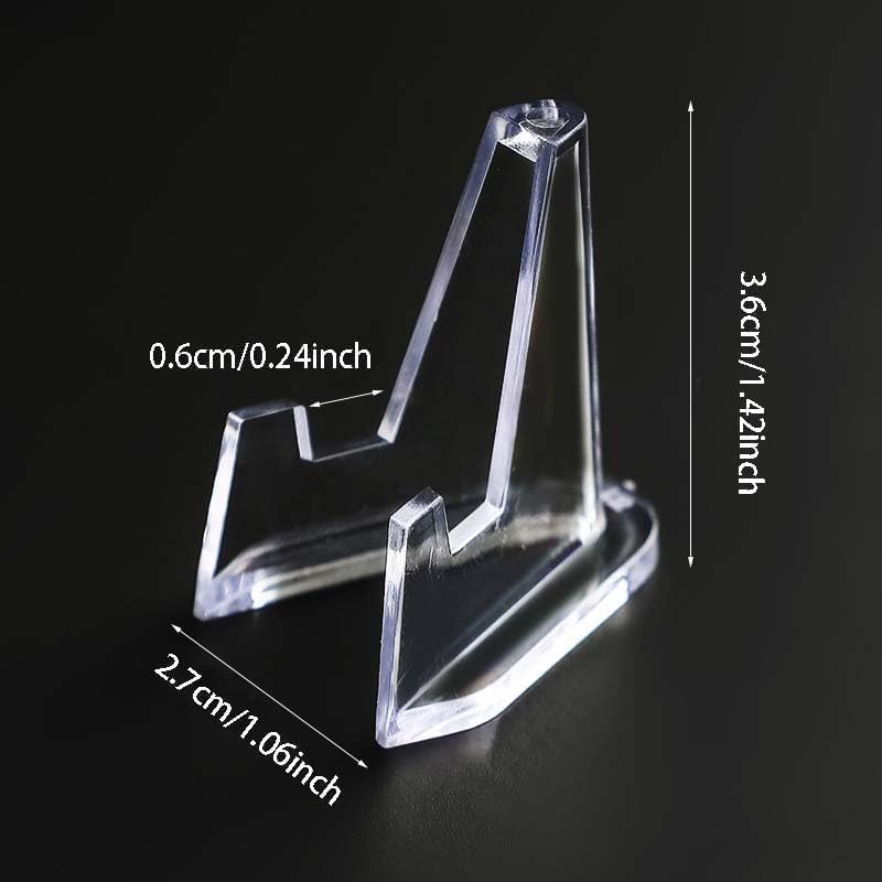10Pcs Mini Acrylic Display Easel Stands, Acrylic Clear Coin Stands, Clear Card and Coin Holders for Collectibles