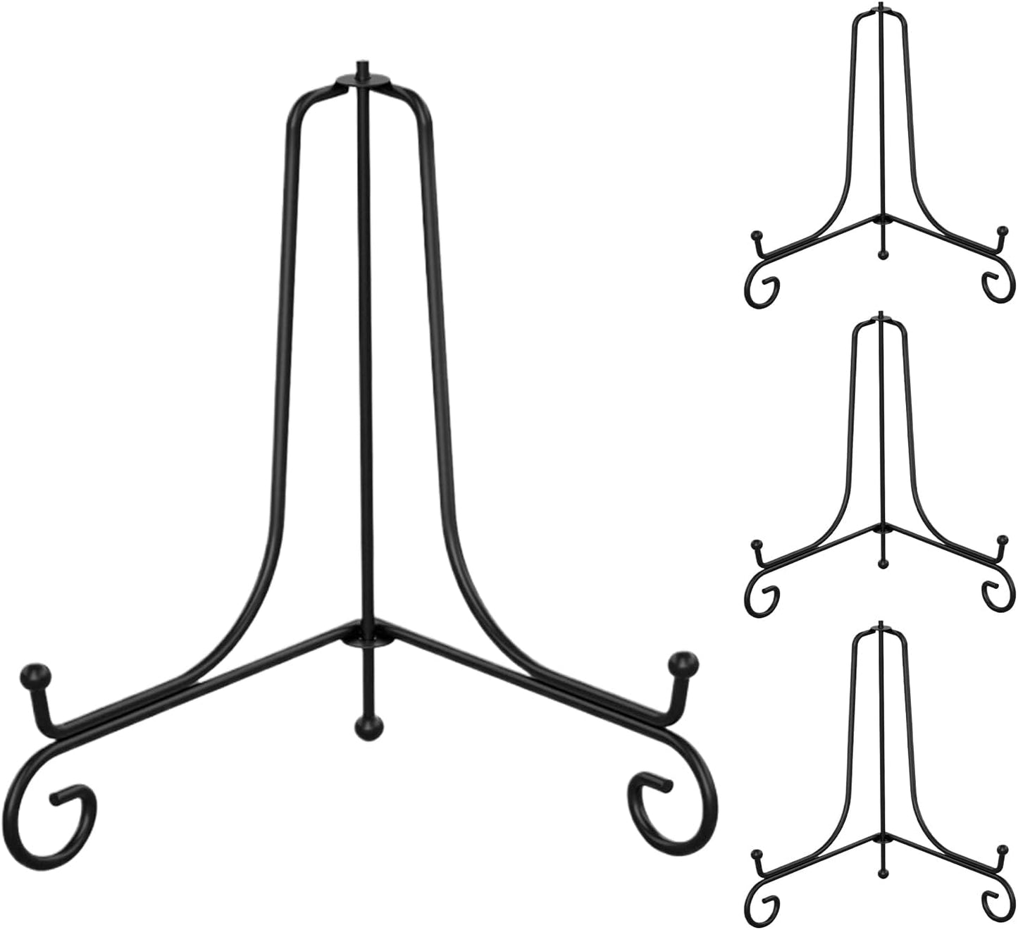 Plate Easels for Display - Metal Decorative Set of 4 Plate Stands, with 5 Inch Tabletop Holders, Tripod Easels with Sturdy Design, Pictures, Plates, Photos, Home Decoration for Books Art
