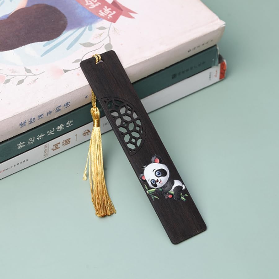 Bookmarks Wooden Bookmark Panda Bamboo Reading Book Markers Book Page Marker Gifts for Women, Kids, Teens Girls, Readers and Book Lovers Pack of 2