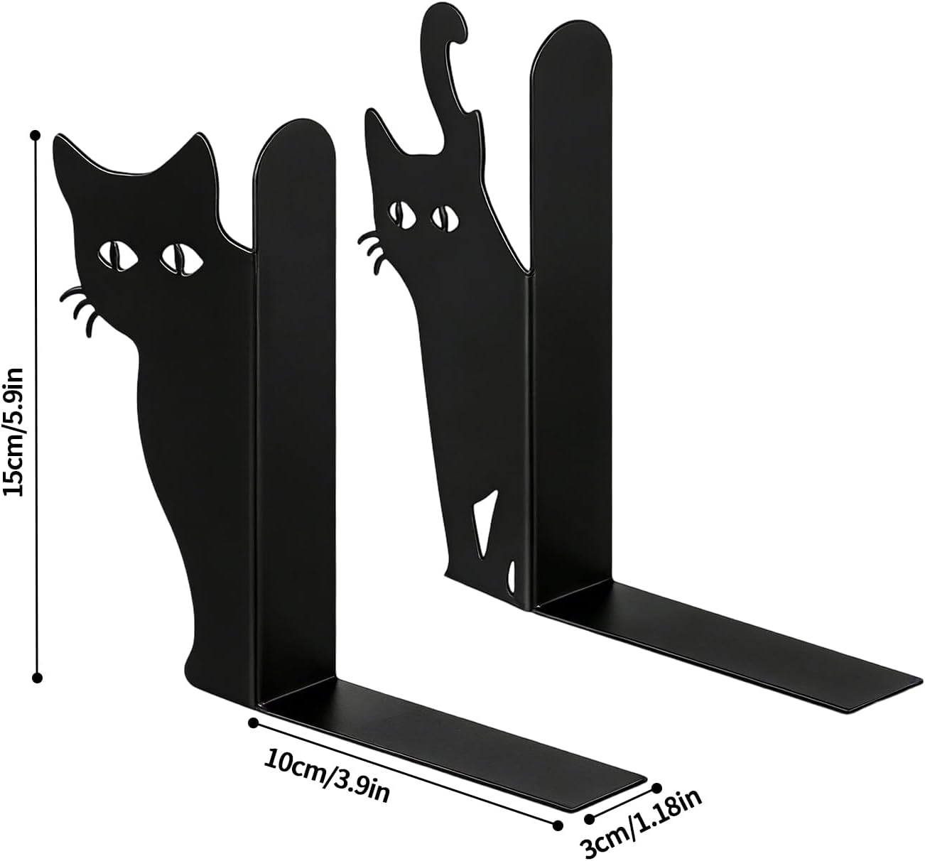Metal Book Ends - Non-Slip Peeping Cat Holder | Cute Bookends - for Reading Enthusiasts Bookshelf Bookcase Desk Home Bedroom