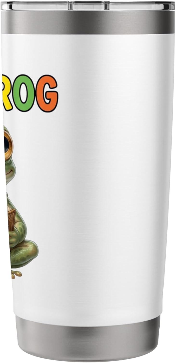Curious Reading Amphibian Cartoon Library Character Stainless Steel Insulated Tumbler