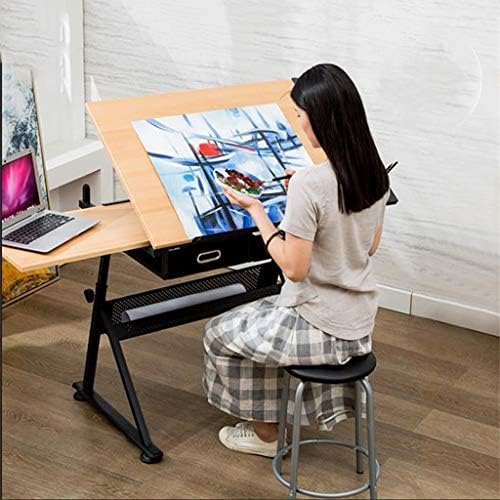 Drawing Tilting Tablet,Drafting Desk, Height Adjustable Drawing Desk, Tiltable Craft Table with Storage, Maple Panel Art Desk, for Home Office Drafting Table