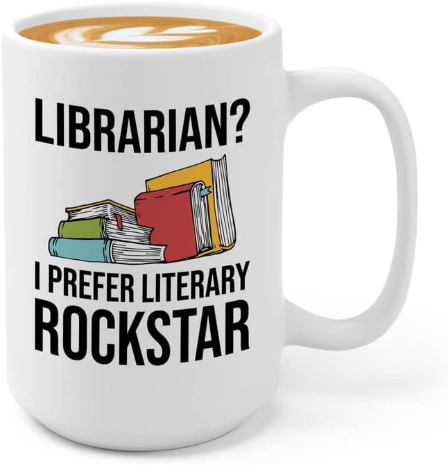 Book Lover Coffee Mug 15oz White - literary rockstar - Gifts for Book Club Readers Book Nerd Librarians Book Worm Bookish