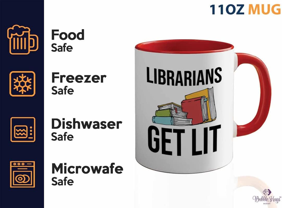 Book Lover 2Tone Red Mug 11oz - Librarians get lit - Gifts for Book Club Readers Book Nerd Librarians Book Worm Bookish