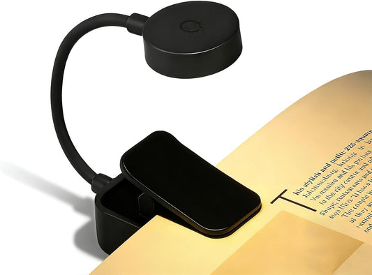 LED Portable Reading Light,3 Color Stepless Dimming Brightness, 1800mAh Rechargeable Book Light for Reading in Bed,Students,Kids, Travel, Nursing, Studying (Black)