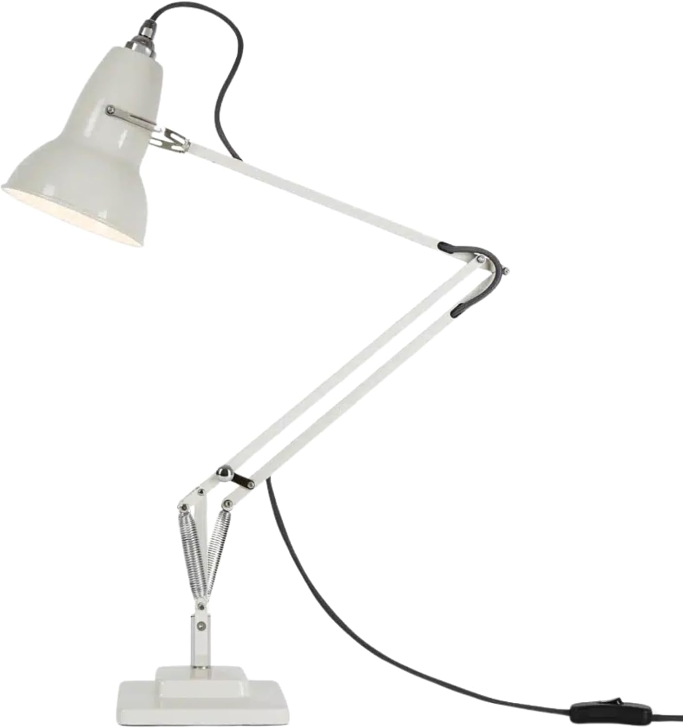 Anglepoise Original 1227 Desk Lamp | Gloss Paint Finish Cast Iron Base Aluminum Shade & Arms Steel Cover Chrome Plated Fittings Adjustable for Office Home Decor Bedroom Reading Lamp (Linen White)