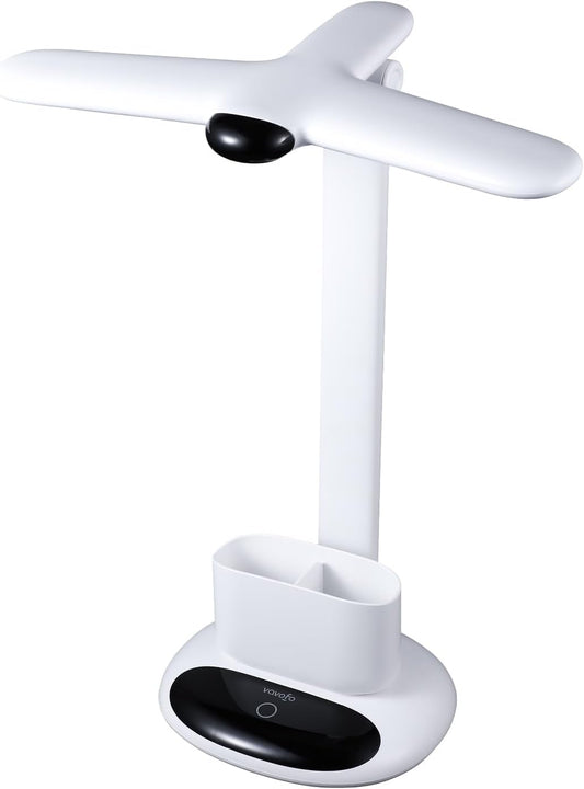 VAVOFO Eye-Caring Wireless Desk Lamp 6785 - Touch Control, 2700-7000K Color Temperature, 700 Lumens, Dual-Head Design, Pen Holder, USB-C Charging, 2400mAh Battery, 2.5hrs Wireless Use (White)