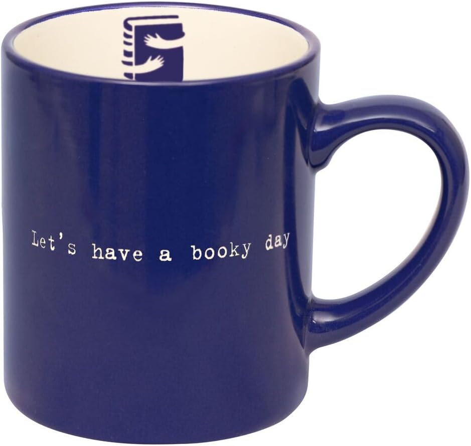 moses. libri_x Let's Have a Booky Day Ceramic Mug with High-Quality Engraving and Book Motif, Dishwasher and Microwave Safe, Coffee Mug in Electric Blue, Capacity 350 ml