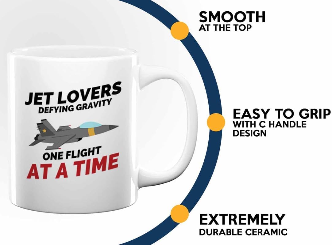 Jet Pilot Coffee Mug 11oz White - Jet lovers Defying gravity - Pilot Gifts Airplane Flying Captains Aviator Airline Aviation