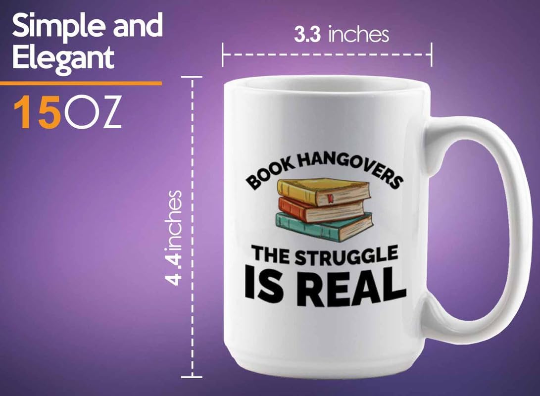 Book Lover Coffee Mug 15oz White - The struggle is real - Gift For Poets Bookish People Bibliophile Librarian Book Club Reader