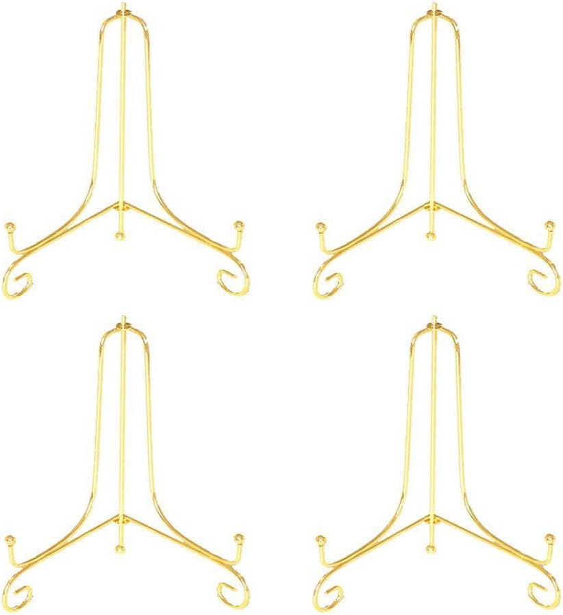 Artliving (4 pack 4" Iron Display Stand, Gold Small Iron Easel Plate Display Photo Holder Stand, Displays card,cookie, Decorative Plates,Artwork