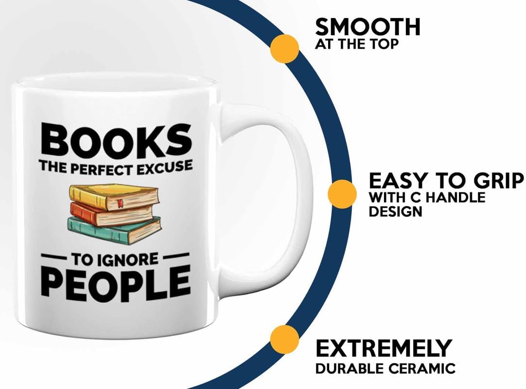 Book Lover Coffee Mug 11oz White - The perfect excuse - Gift For Poets Bookish People Bibliophile Librarian Book Club Reader