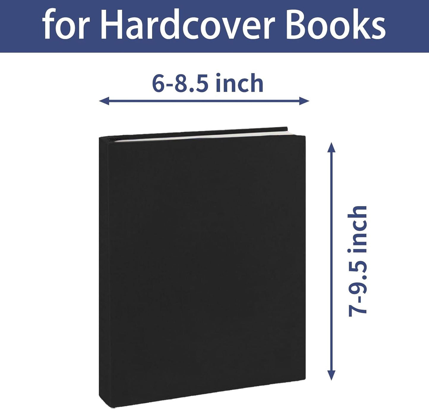 KICNIC Black Book Covers 2 Pack, 6"x9" Stretchable Book Sox Suitable for Most Hardcover Books, Up to 8.5”X9.5”,Washable and Reusable Protective Cover for Textbooks