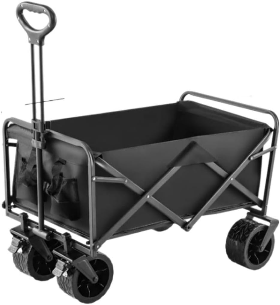Portable Camping Cart,Outdoor Camping Folding Beach Wagon Cart with 4 Wheels for Festival Shopping and Garden Use