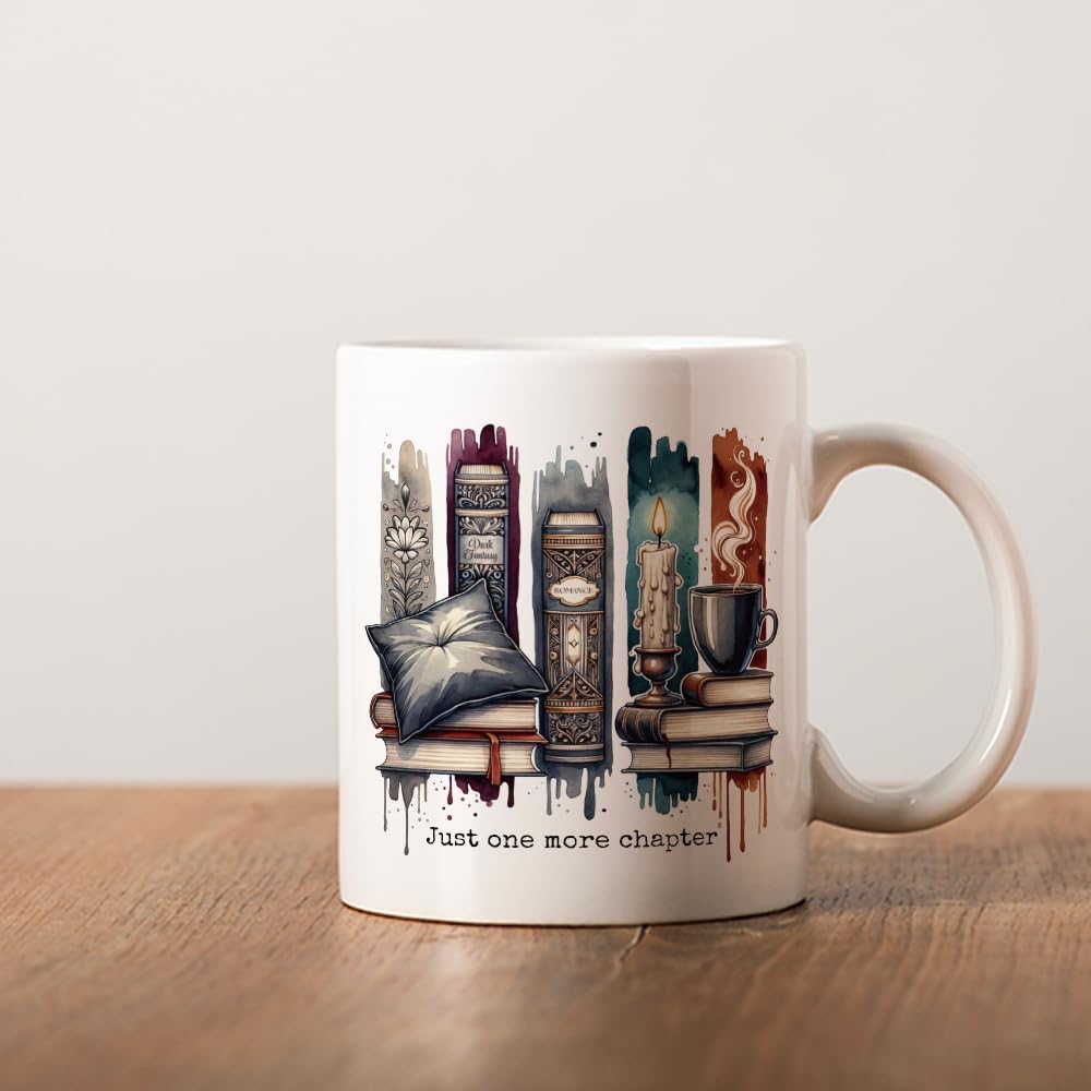 Just One More Chapter Books Mug for Book Lovers Readers Women Men, Birthday Book Gift for Bookish Bookworm Booknerd Bookaholics, Librarian Gifts 11oz