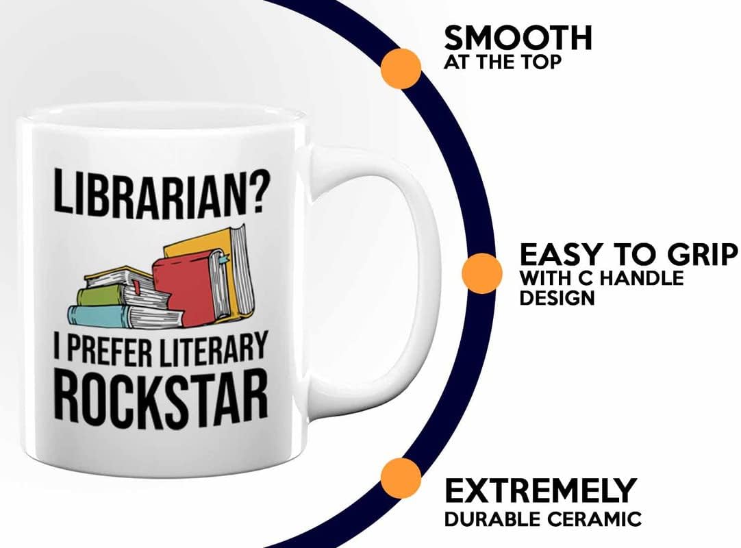 Book Lover Coffee Mug 11oz White - literary rockstar - Gifts for Book Club Readers Book Nerd Librarians Book Worm Bookish