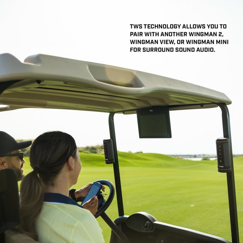 Bushnell Golf Wingman 2 GPS Bluetooth Speaker | Audible Distances, Magnetic Cart Mount, Custom Sound Bites, TWS Pairing & USB-C Charging