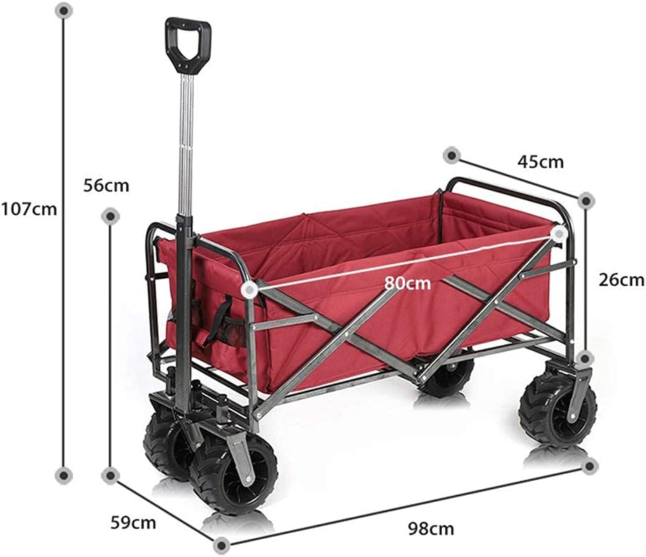 Foldable Trolley,Transport Trolley Outdoor Fishing Folding Portable Multifunctional Shopping Cart Trolley,Burgundy(Burgundy)(Blue)/Burgundy