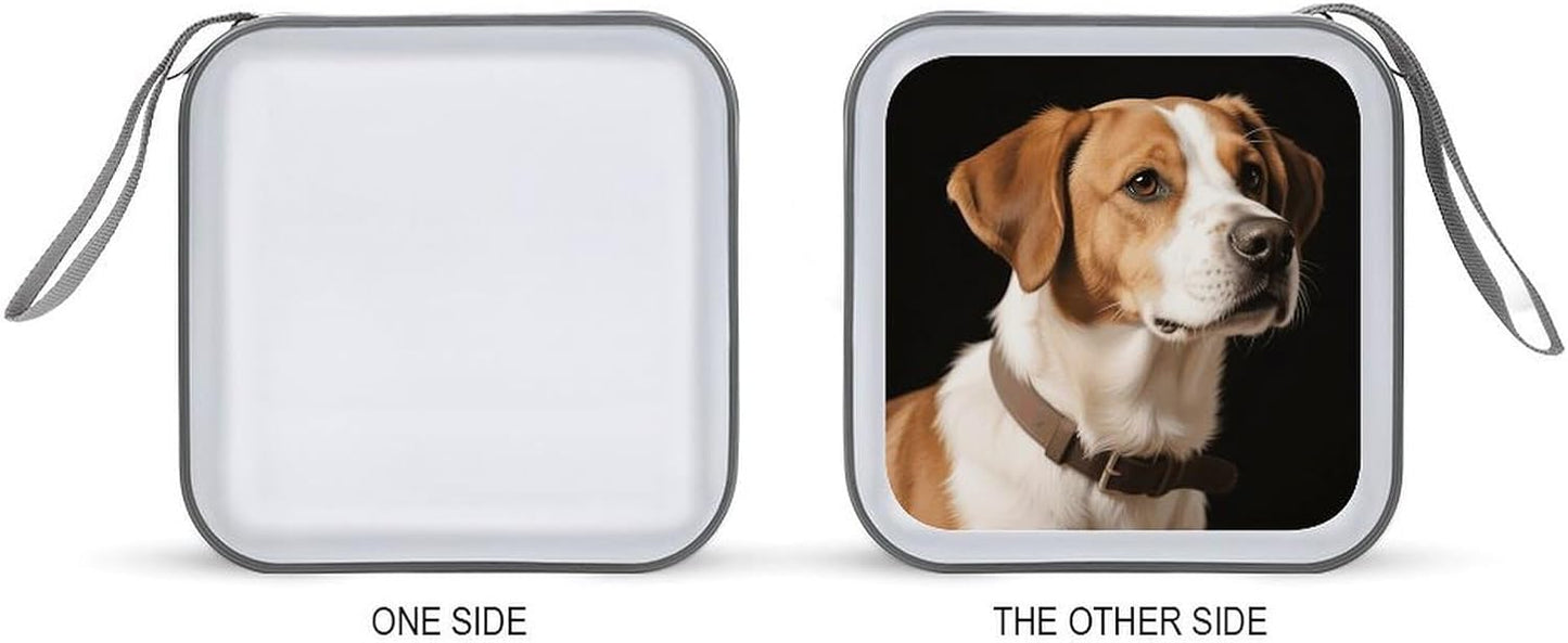 Dog CD Case Portable Zipper CD Case 40 Capacity Hard Plastic DVD Cases Holder Large Storage Disc Wallet Bag for Car Home Travel DVD Collection Bag