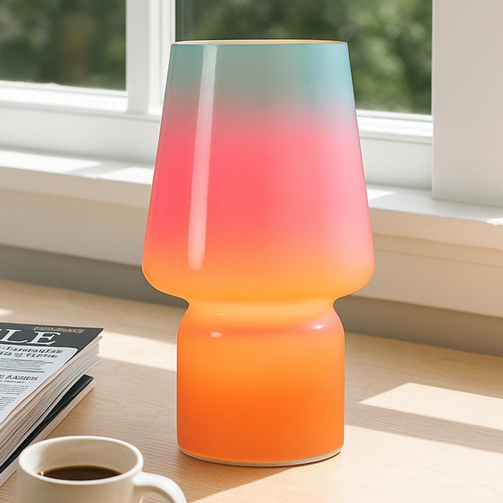 Mushroom Lamp,Mother's Day Gifts,Small Table Lamp,Cute Nightstand Kitchen Mini Lamp,Glass Table Lamp,Suitable for Bedrooms, Kitchens, Living Rooms, Bedside, Girl Gifts（Blue Gradient）