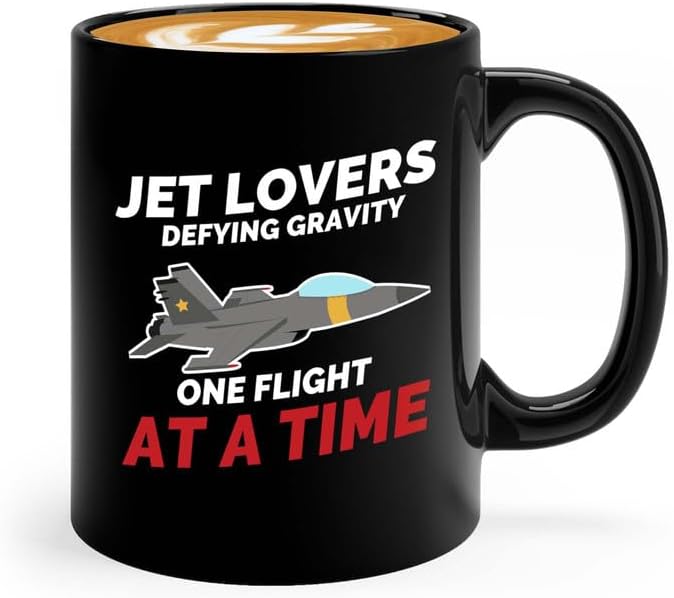 Jet Pilot Coffee Mug 11oz Black - Jet lovers Defying gravity - Pilot Gifts Airplane Flying Captains Aviator Airline Aviation