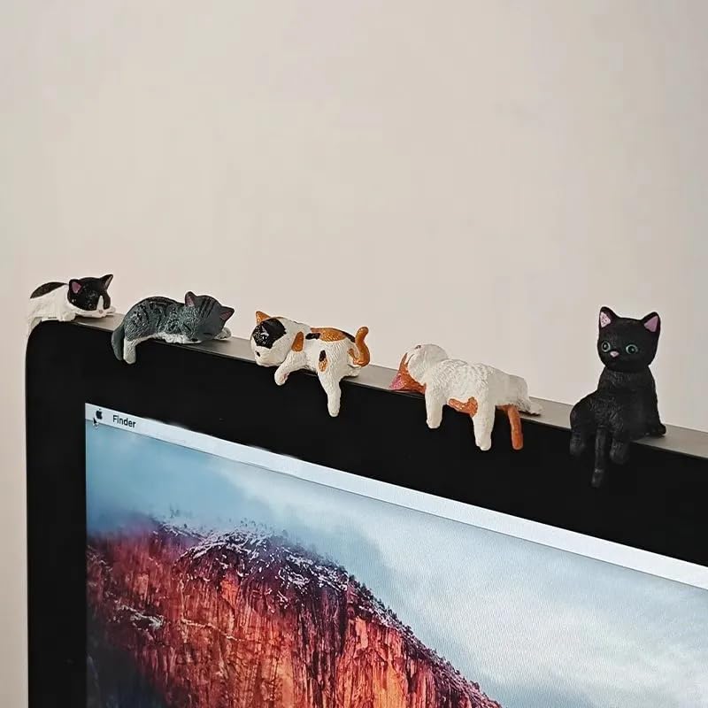 Cute Cat Car Dashboard Accessories, Fun Car Rearview Mirror Decorations, Kawaii Desk Office Decorations for Men Women