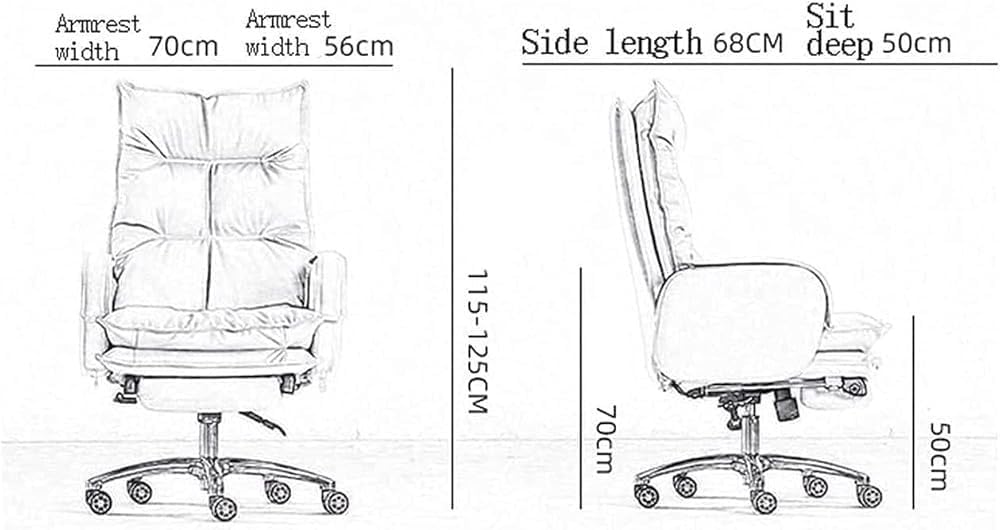 Ergonomic Leather Office Chair with Footstool Gaming Executive Adjustable Reclining Desk Chairs for Comfortable Seating Meeting Room Lunch Break Reading