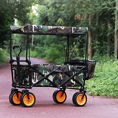 Portable Camping Cart,Outdoor Folding Utility Wagon Outdoor Shopping cart with Removable top Portable Garden Stroller with Storage Basket Foldable Beach Stroller Load-Bearing 80