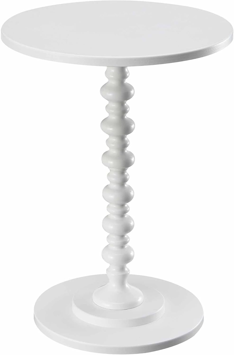 Convenience Concepts Palm Beach Spindle Table 17.75" - Traditional Round End Table for Living Room, Turned Solid Wood Side Table, Classic Display Pedestal Table, White