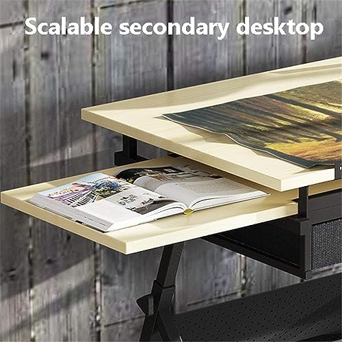 Drawing Tilting Tablet,Drafting Desk Wooden Drawing Table, Height Adjustable, Tiltable Tabletop 0°-80°, Art Craft Work Station, with 2 Storage Drawer