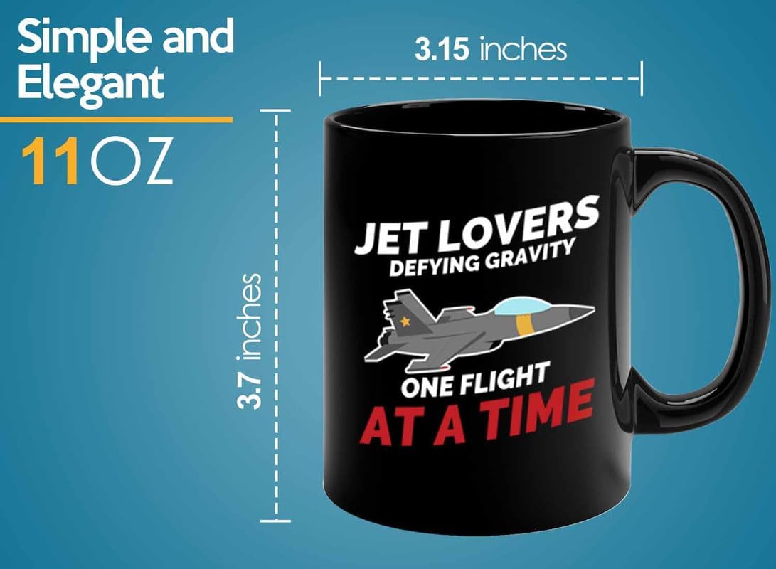 Jet Pilot Coffee Mug 11oz Black - Jet lovers Defying gravity - Pilot Gifts Airplane Flying Captains Aviator Airline Aviation