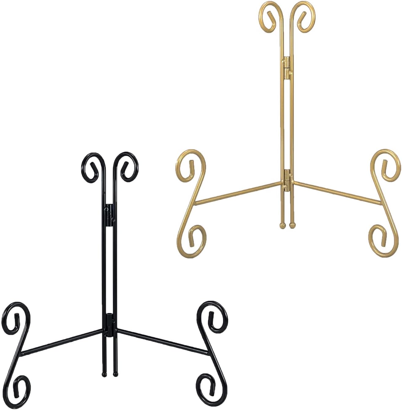 Plate Stand, Black and Gold 2-Pack 6 Inch Iron Easel Stand for Display, Plate Holder for Decorative Plates, Plaque, Photo Frame, Artwork and Collectibles