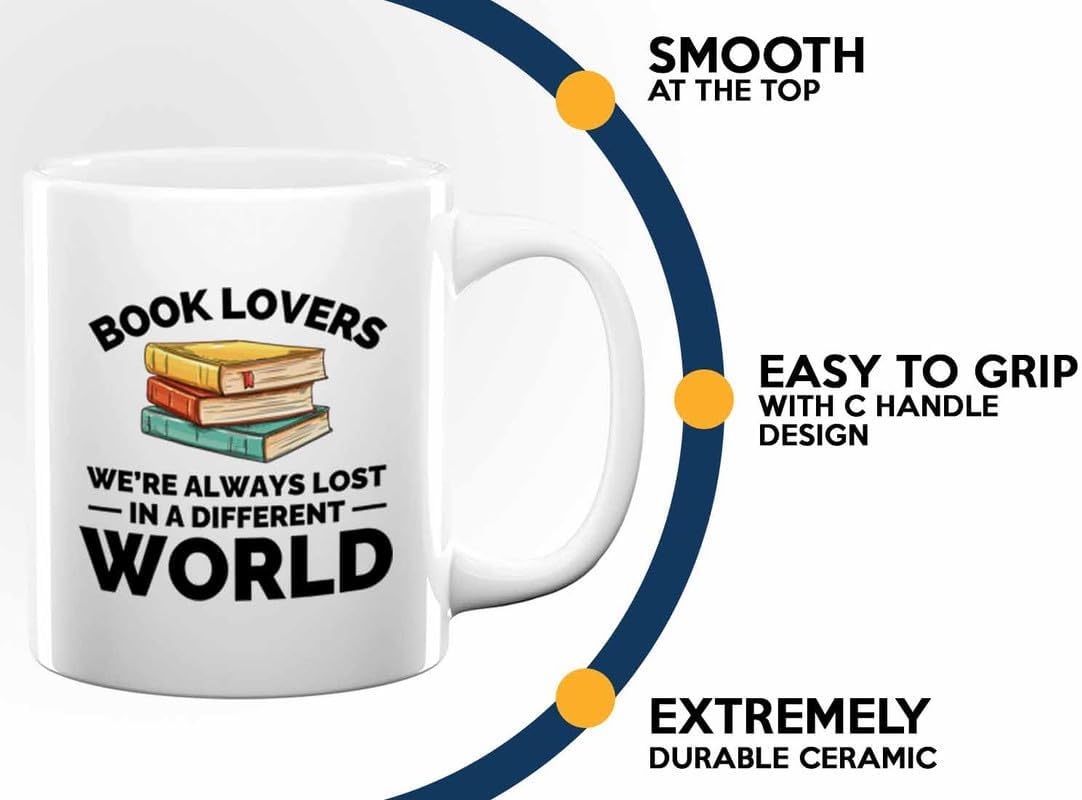 Book Lover Coffee Mug 11oz White - Always lost in - Gift For Poets Bookish People Bibliophile Librarian Book Club Reader
