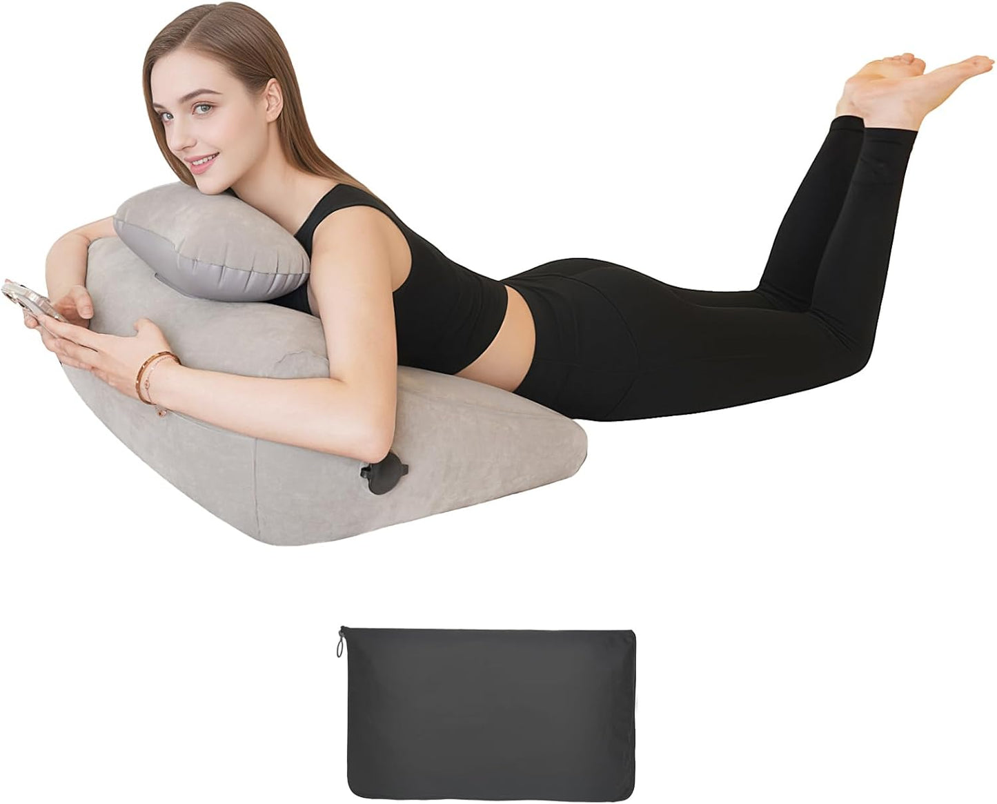 Wedge Pillow for Sleeping, Inflatable Leg Elevation Pillow for Swelling, Circulation, Leg & Back Pain Relief, Leg Pillow for After Aurgery, Hip,Foot,Ankle, Injury, Recover