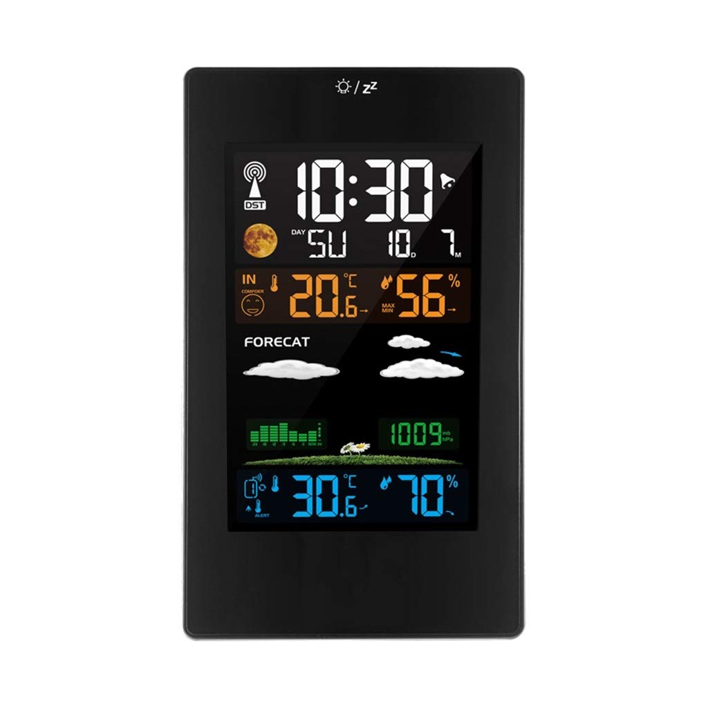 Weather Station 3 Channel Color Screen Clock Indoor and Outdoor Temperature and Humidity Thermometer