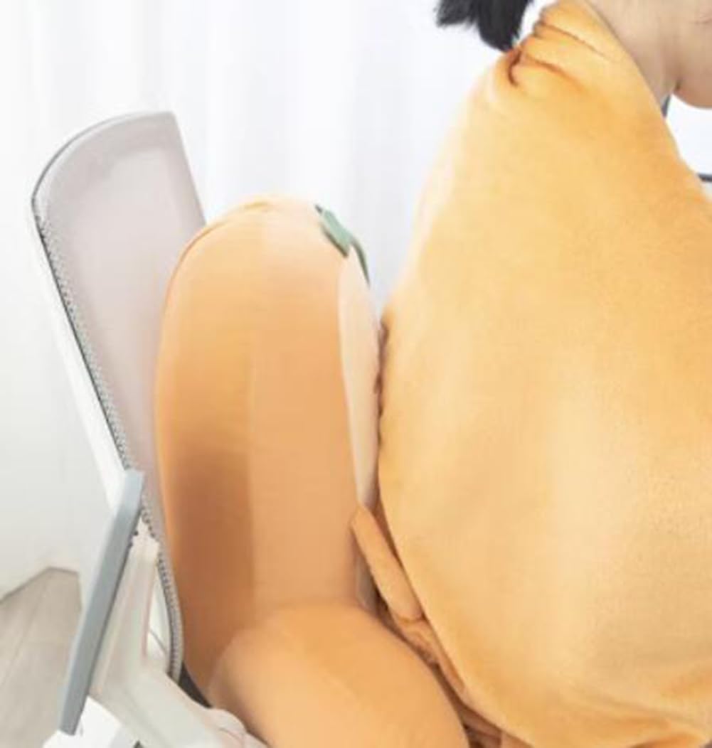 Tingting's Dream Office Chair Lumbar Pillow Cute Bed Rest Reading Pillow Sofa Waist Back Cushion Car Lumbar Support Pillow with Blanket (60×45CM/23.6"×17.7", Shy)