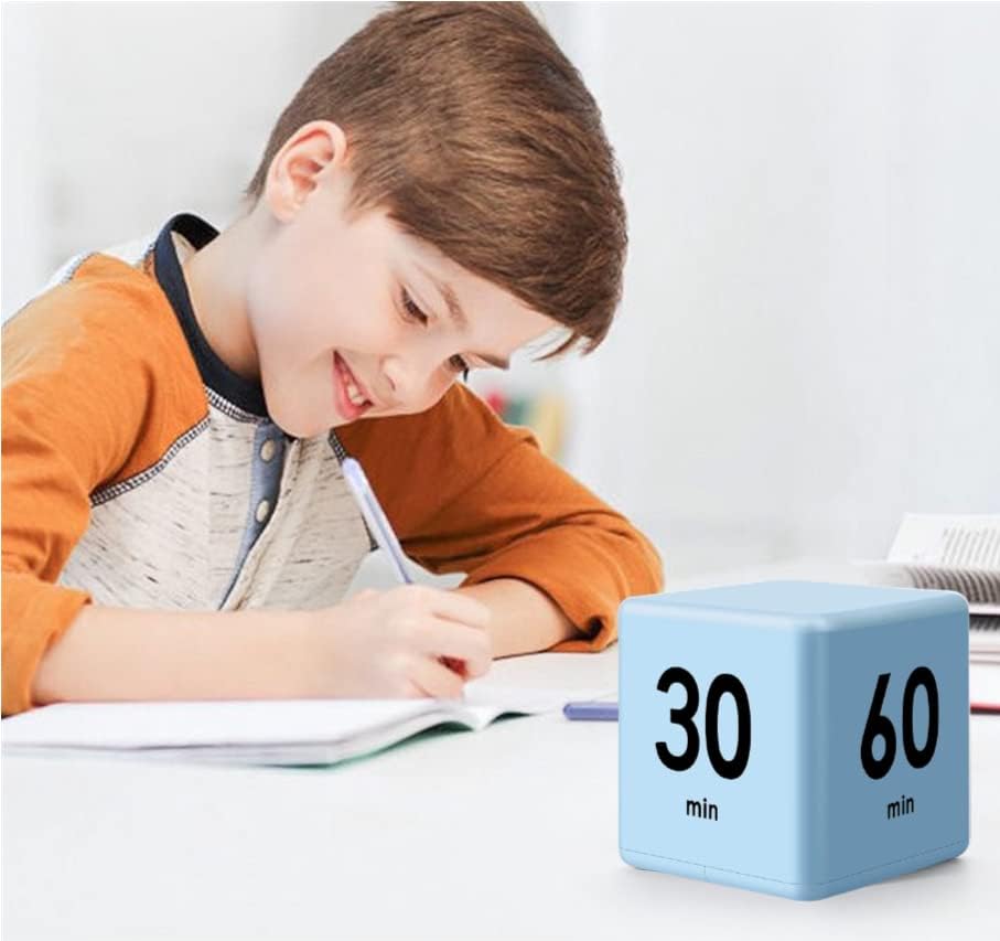 Feilifan Cube Timer,Productivity Timer Kids Time Timer Gravity Sensor flip Timer for Time Management and Countdown Settings 15 20 30 60 Minutes, Blue